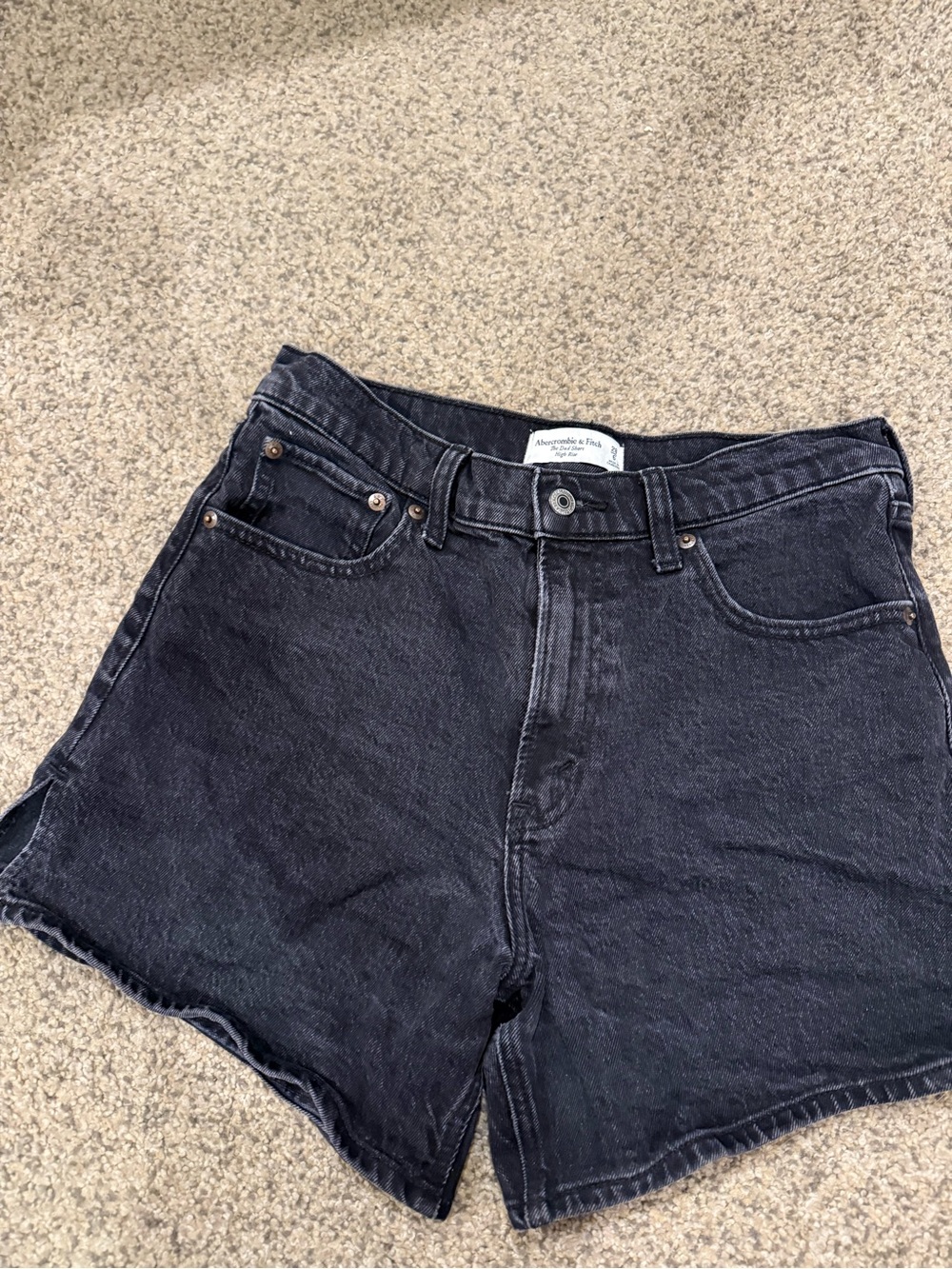Abercrombie & Fitch Dark Wash Black Denim High-Rise Shorts